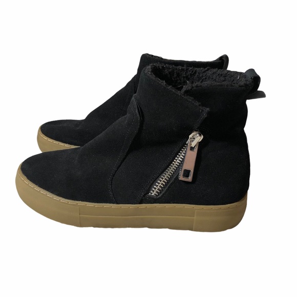 J/SLIDES Shoes - J/SLIDES Celia Black Suede Faux Fur Lined Booties